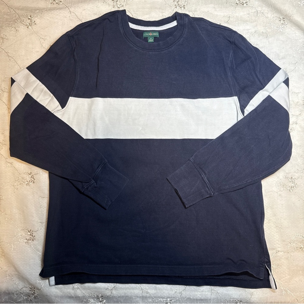 J.Crew Always Navy Blue & White Stripe Crewneck – Size Medium